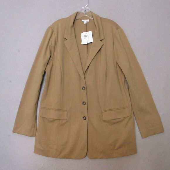 J Jill Ponte Blazer XL Camel Color Knit Stretch Pockets Career Office NWT